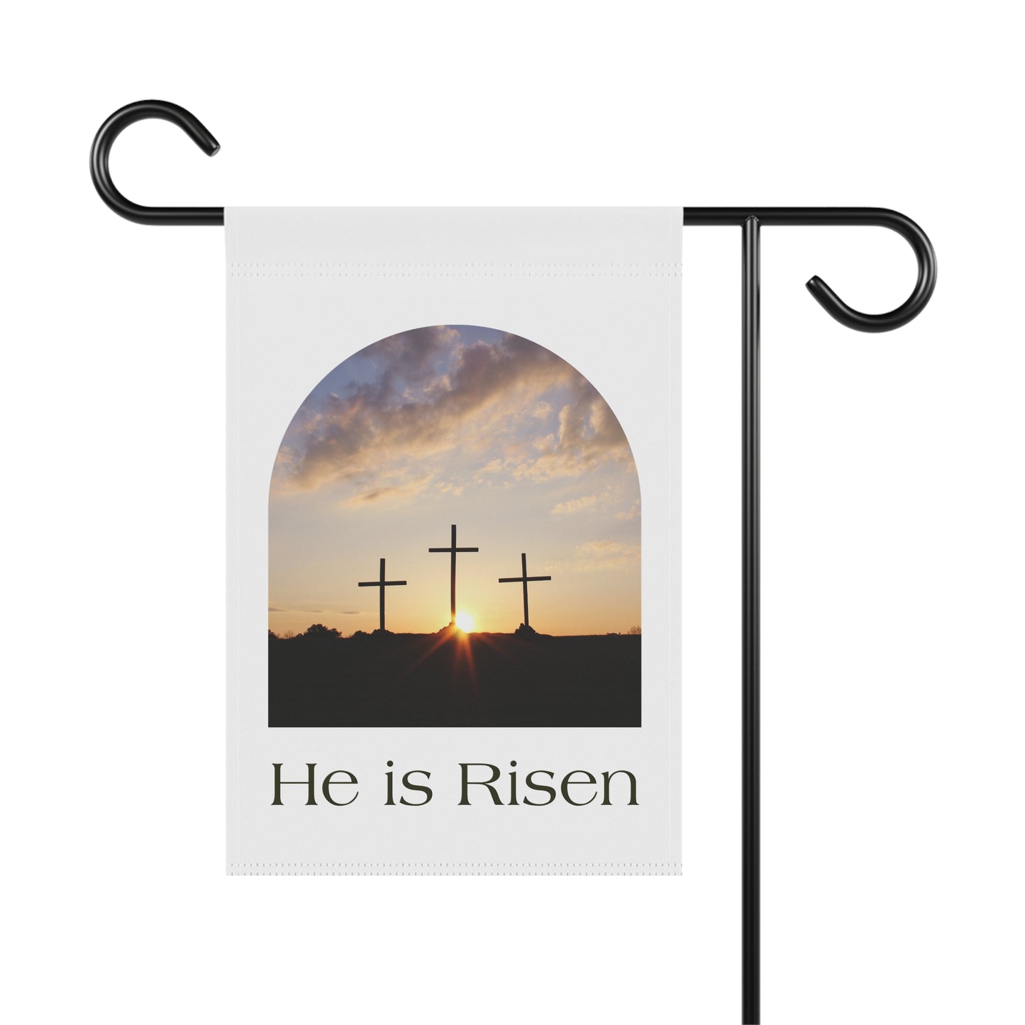 Garden Banner - "He is Risen" Easter Cross Sunrise