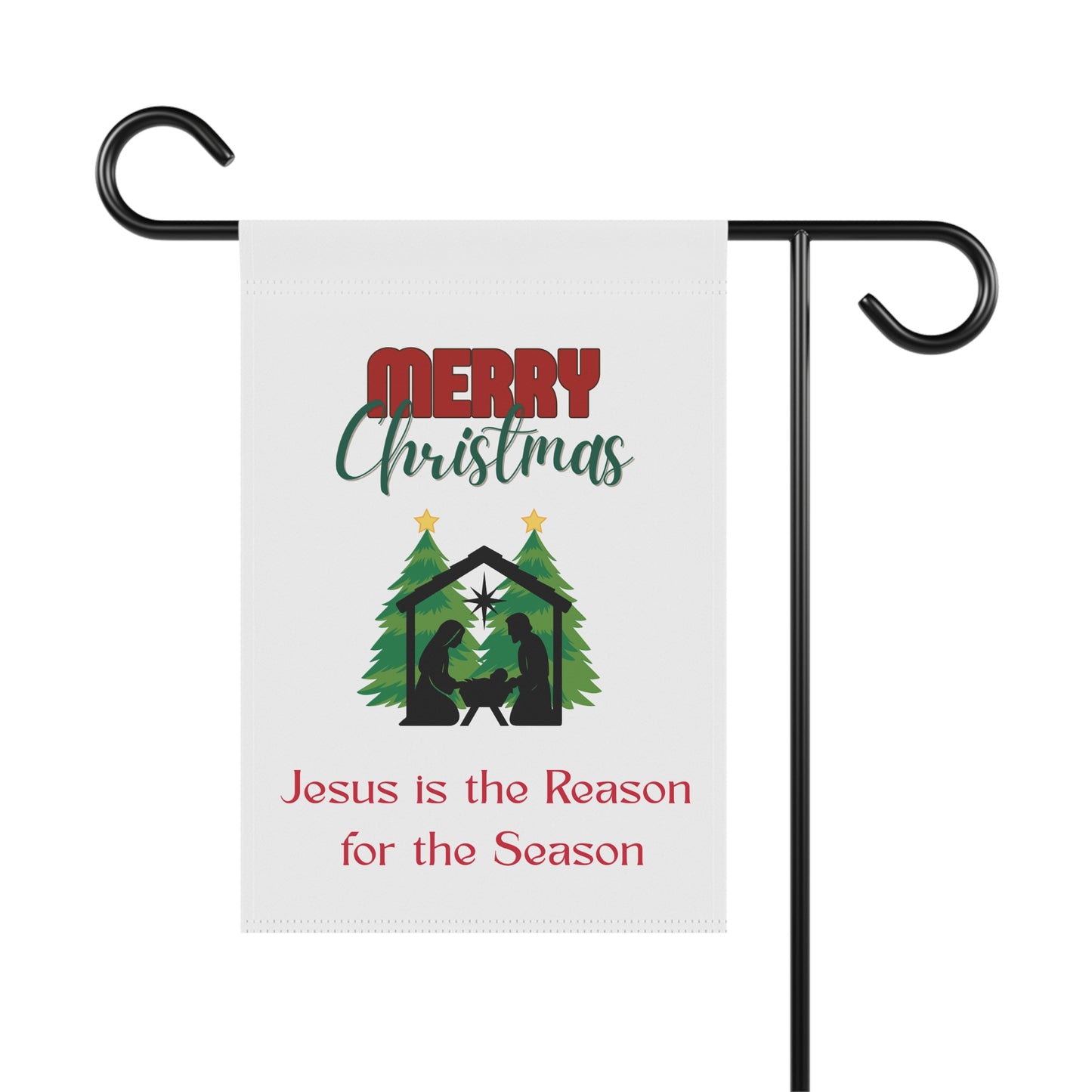 Merry Christmas Nativity Garden Flag — "Jesus is the Reason for the Season"