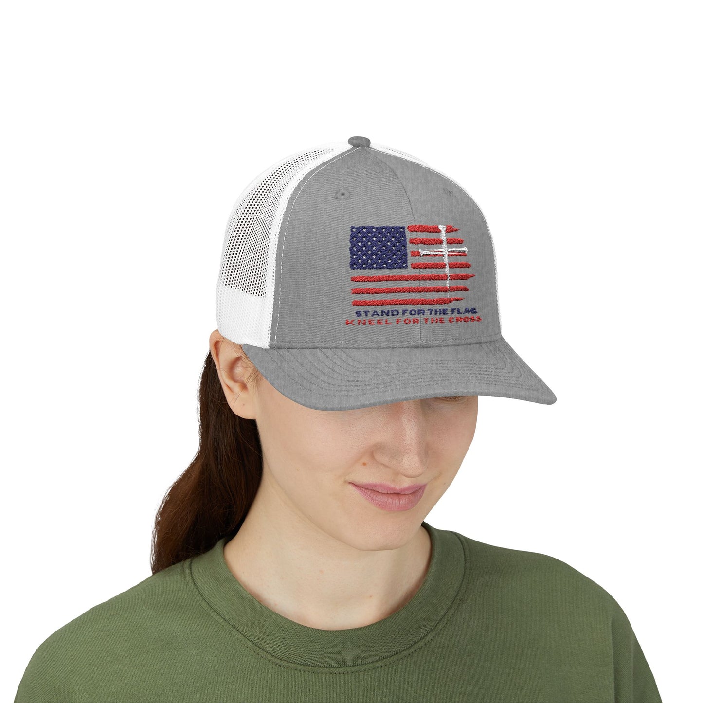 Stand for the Flag, Kneel for the Cross Snapback Trucker Hat