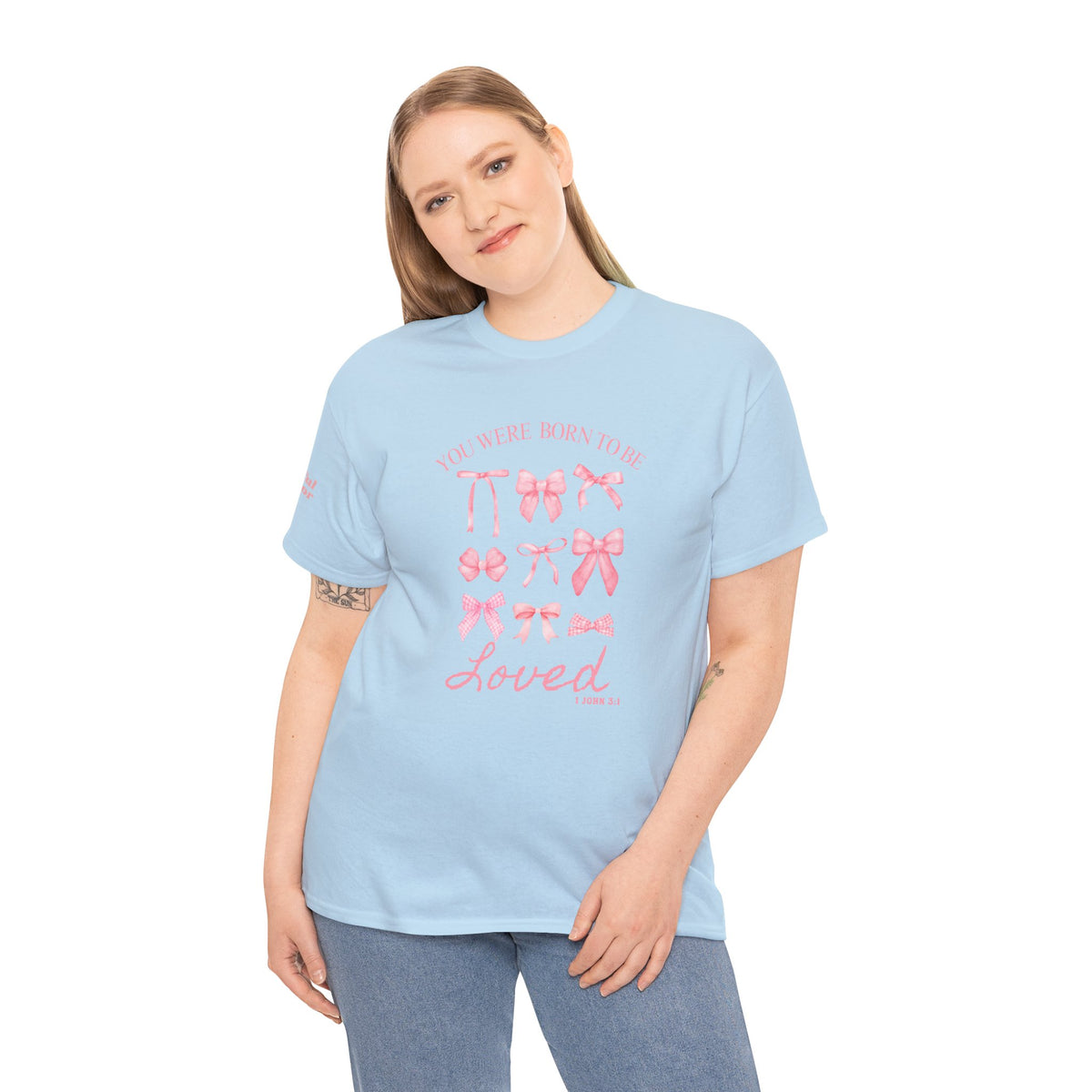 Christian Tshirt Women – 1 John 3:1 Soft Cotton Faith Tee