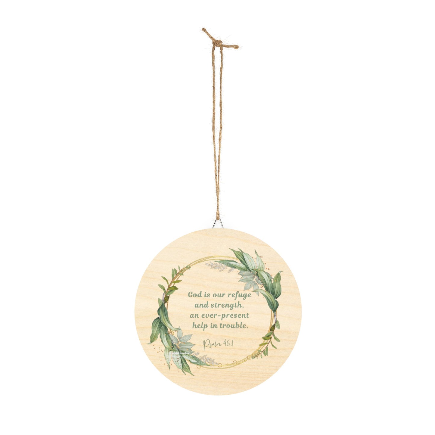Bible Verse Wood Sign – Handcrafted Psalm 46:1 Baltic Birch Round