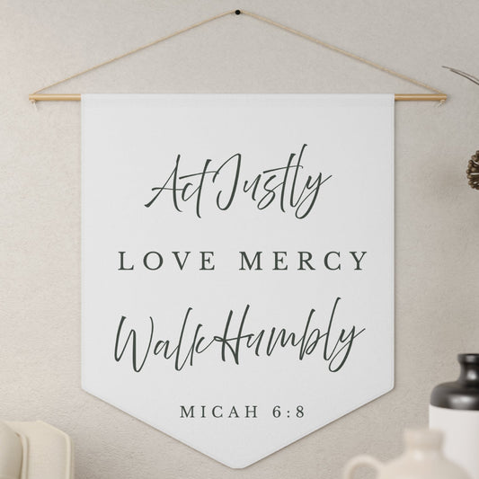 Pennant Wall Banner – “Act Justly, Love Mercy, Walk Humbly” (Micah 6:8) Inspirational Home Decor