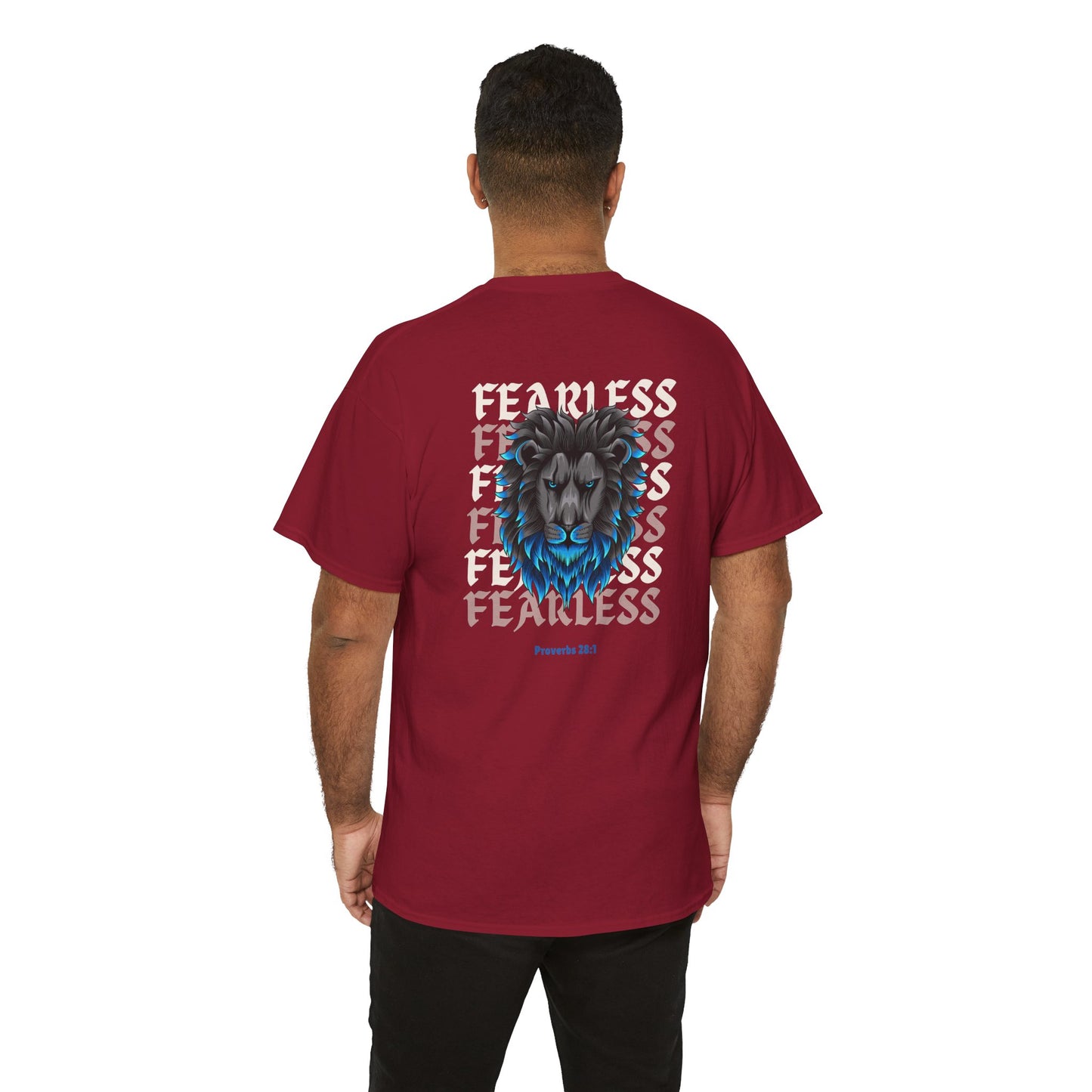 Christian Lion Shirt – Fearless Faith Graphic Tee with Proverbs 28:1