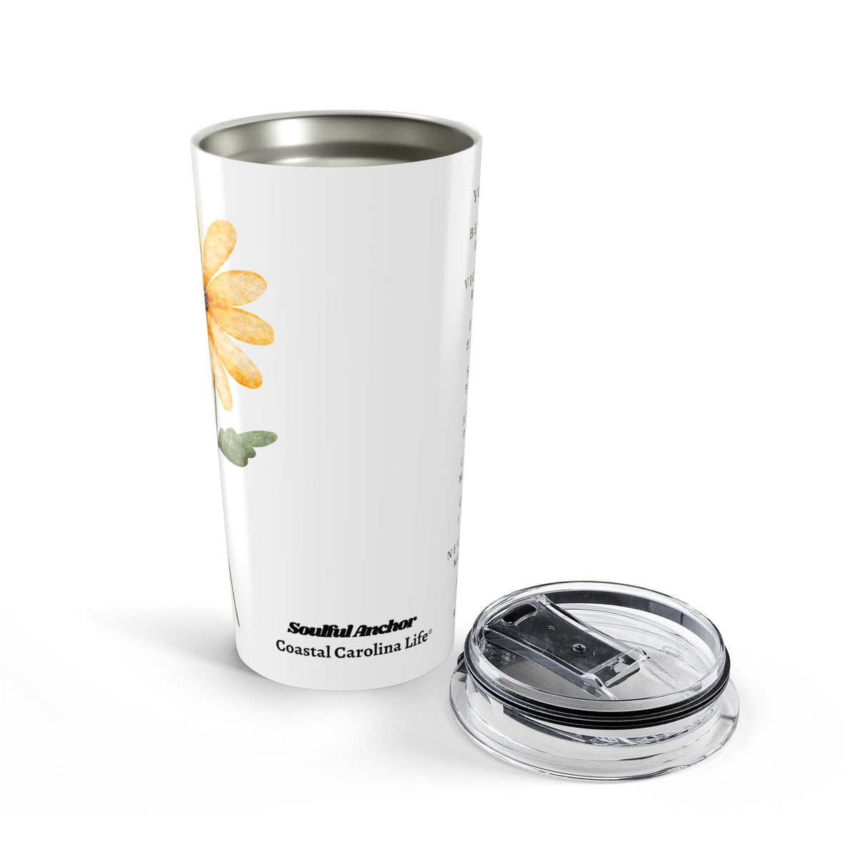 Christian Tumbler – Scripture Verses Sunflower Design 20oz Faith Gift