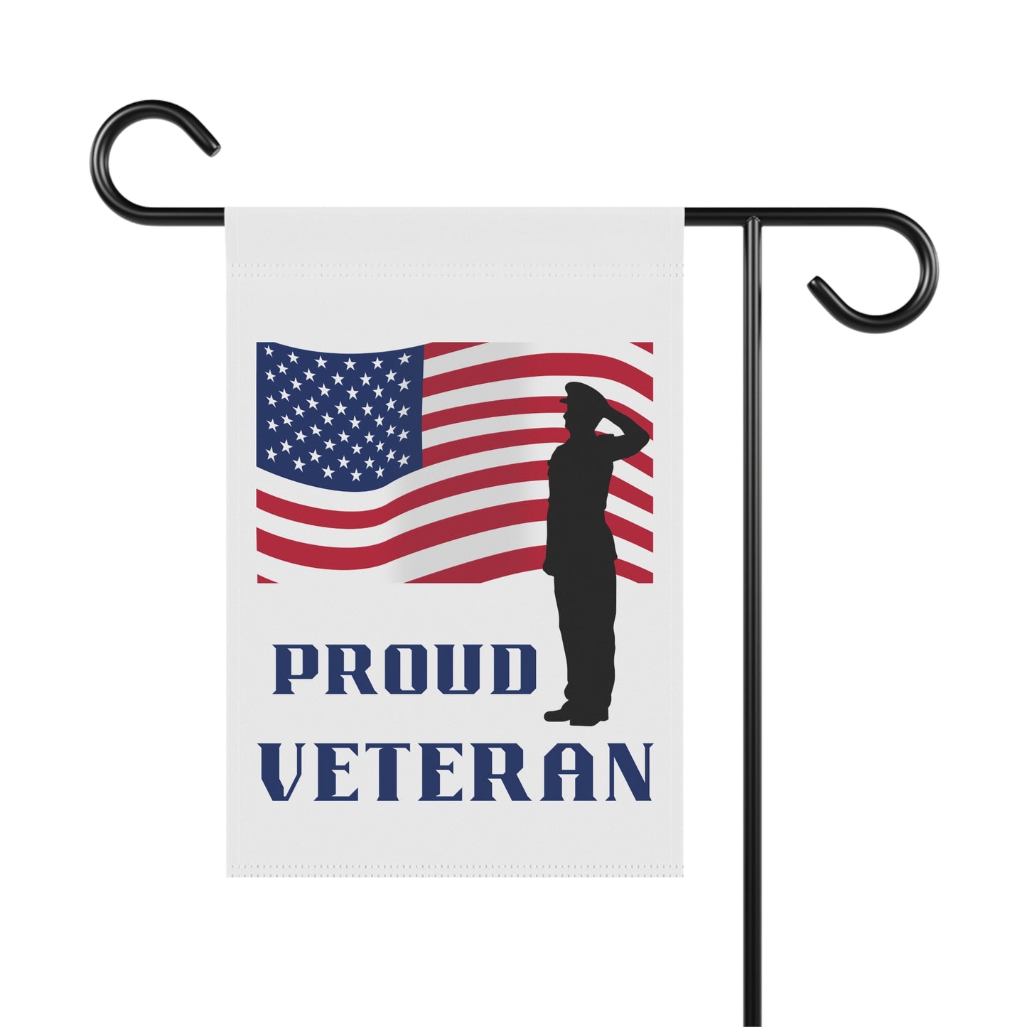 Proud Veteran Garden Flag — Patriotic American Flag & Saluting Silhouette