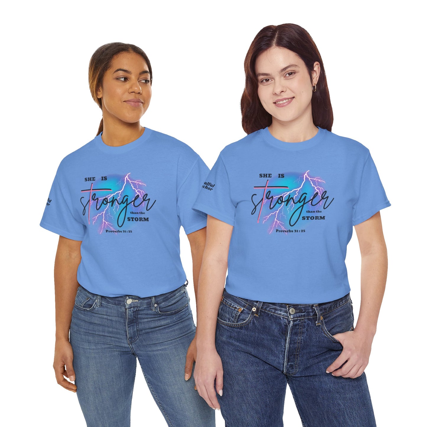 Christian Tshirt Women – Proverbs 31:25 She Is Strong Faith Message