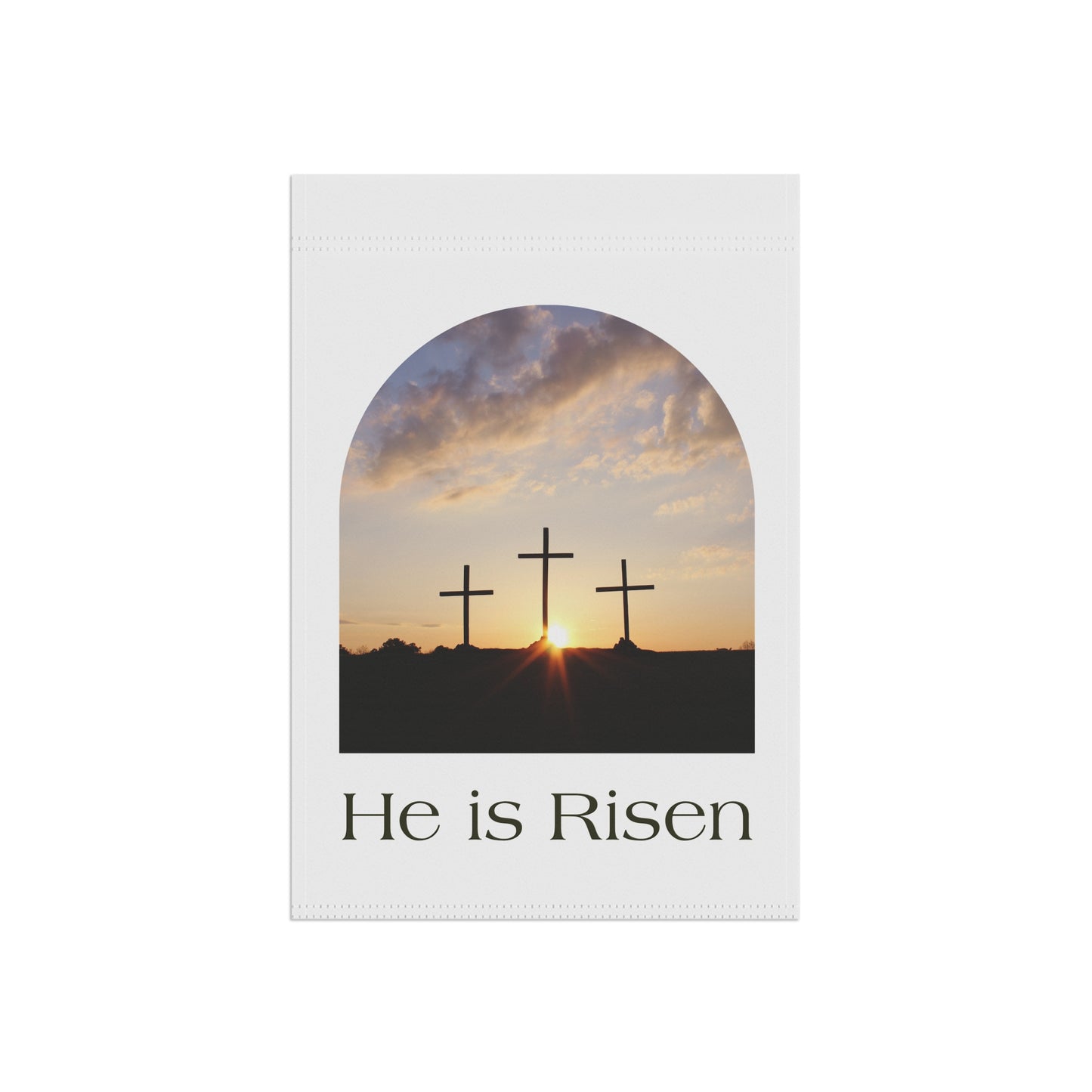 Garden Banner - "He is Risen" Easter Cross Sunrise