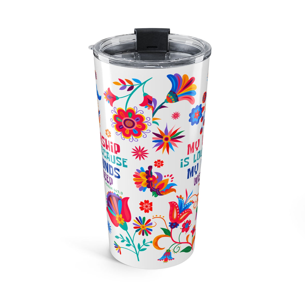Christian Tumbler – 20oz Insulated Worship & Healing Scripture Psalm 147:3