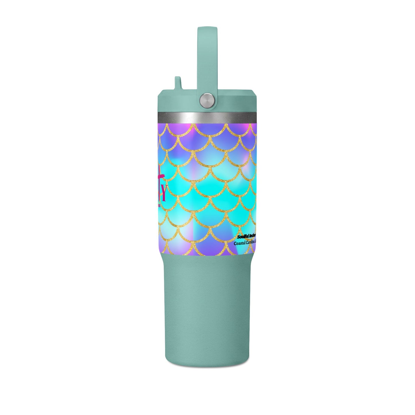 Mermaid Scale 32oz Tumbler — 'Salty' Beach Insulated Travel Cup