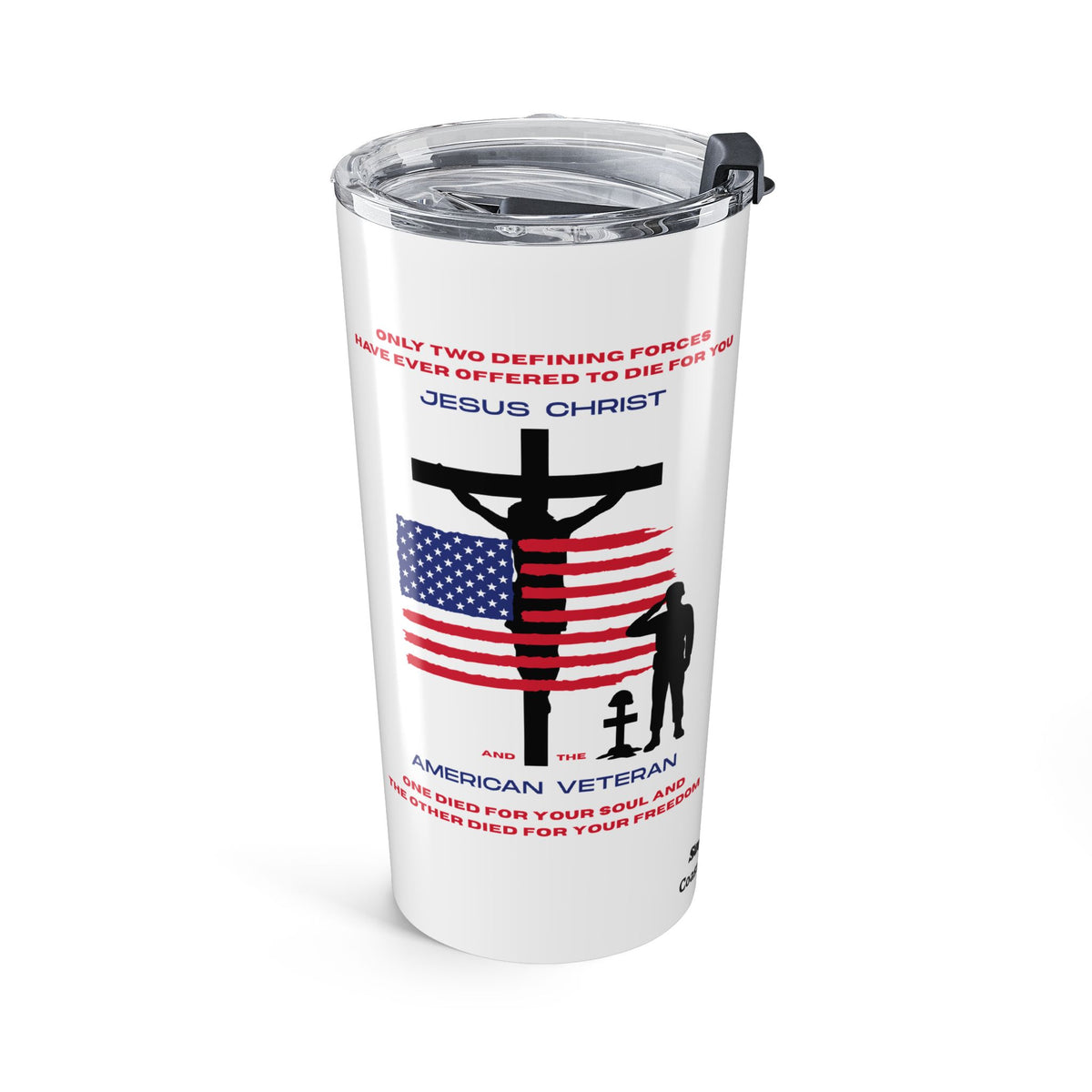 Christian Patriotic Tumbler – 20oz Stainless Steel Cross American Flag Design