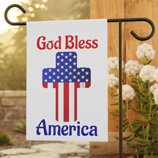 God Bless America Patriotic Garden Flag (Cross Design)
