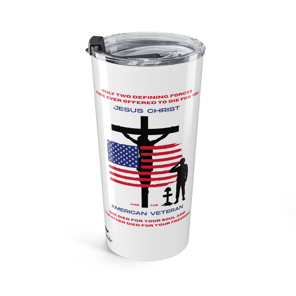 Christian Patriotic Tumbler – 20oz Stainless Steel Cross American Flag Design