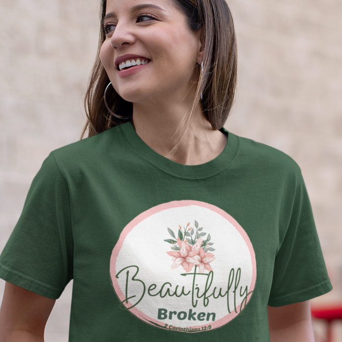 Christian Recovery Shirt – Beautifully Broken 2 Corinthians 12:9 Tee