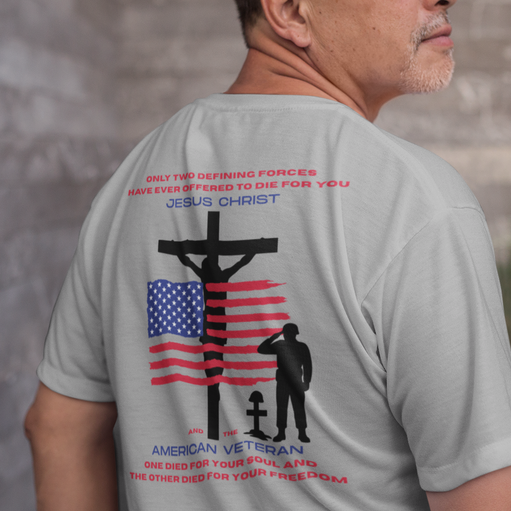 Patriotic Message Shirt – Honors Military and Faith Statement Tee