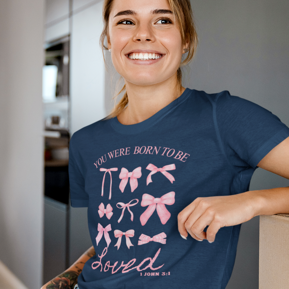 Christian Tshirt Women – 1 John 3:1 Soft Cotton Faith Tee