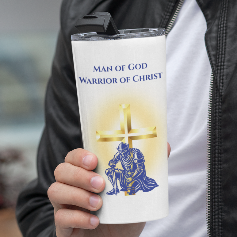 Christian Tumbler – 20oz Stainless Steel Knight Cross Gift for Men
