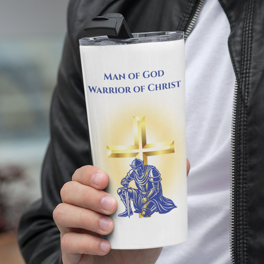 Christian Tumbler – 20oz Stainless Steel Knight Cross Gift for Men