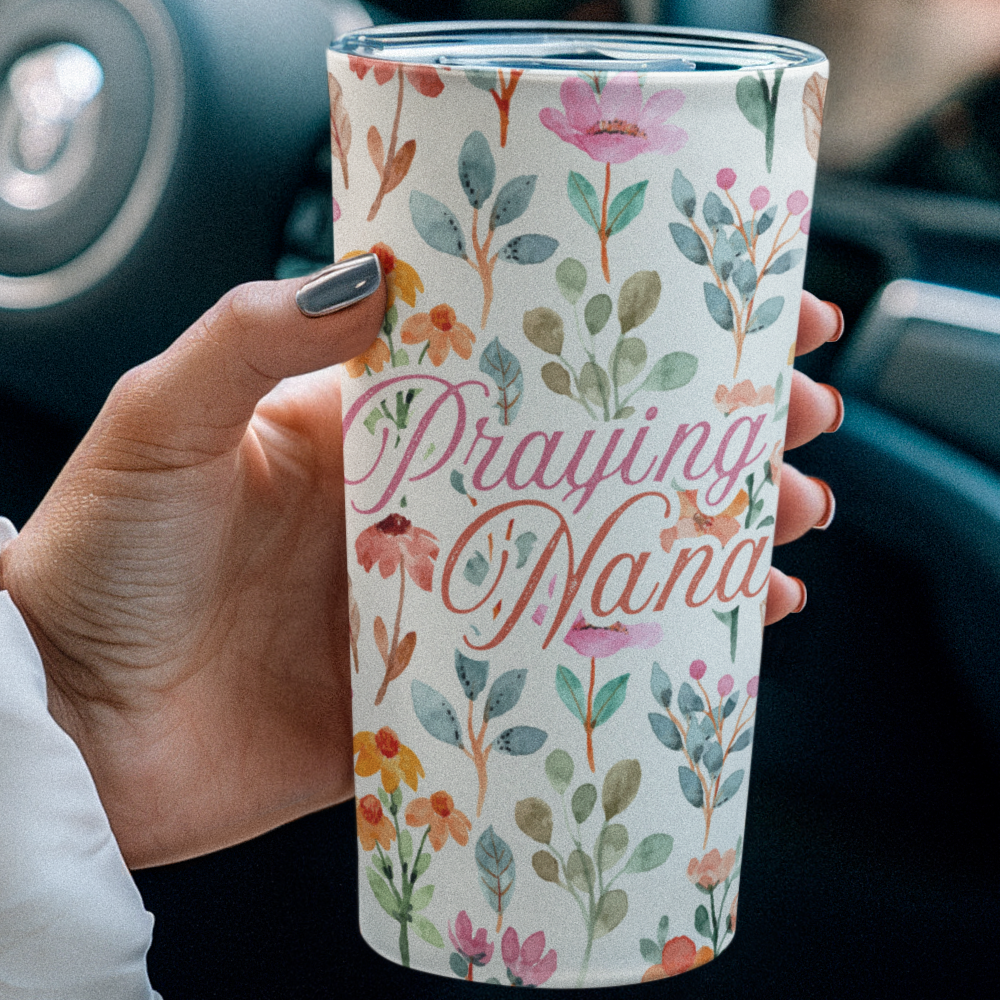 Nana Gift Tumbler – 20oz Floral Insulated Praying Grandma Cup