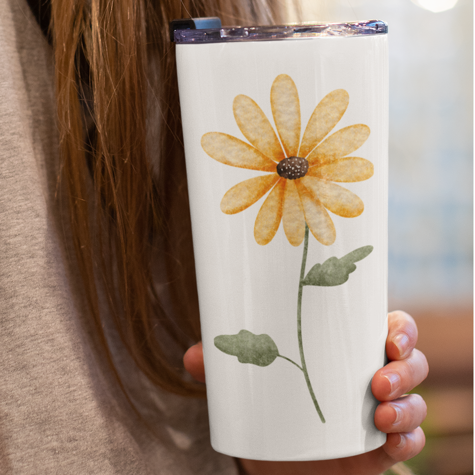 Christian Tumbler – Scripture Verses Sunflower Design 20oz Faith Gift