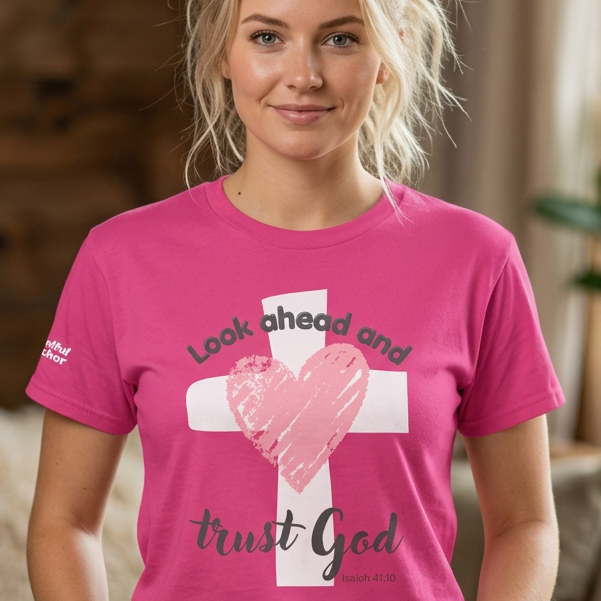 Christian Tshirt Women – Trust God Message Soft Cotton Faith Tee