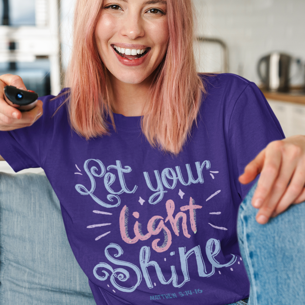 Let Your Light Shine Shirt – Handwritten Pastel Christian Faith Tee
