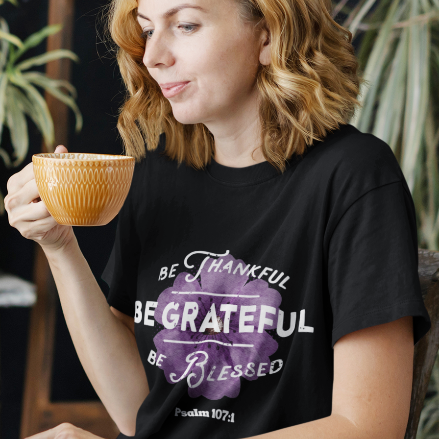 Christian Gratitude Shirt – Psalm 107:1 Inspirational Faith Tee