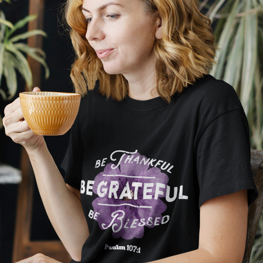 Christian Gratitude Shirt – Psalm 107:1 Inspirational Faith Tee