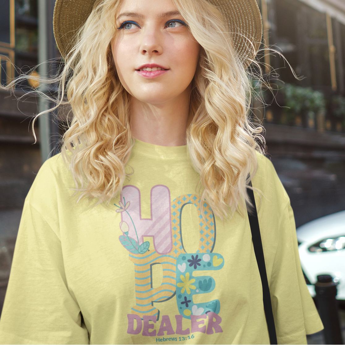 Christian Graphic Tee – Vintage Hope Dealer Design with Encouraging Message